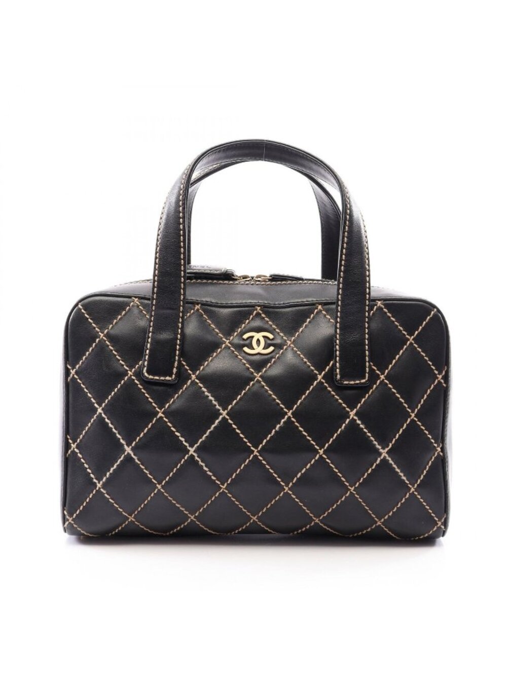 Chanel Handbag Wild Stitch Black Leather